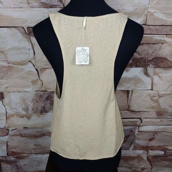 Free People Tank Top Sz XS Viscose Cotton Linen Blend Neutral NWT - Picture 3 of 9